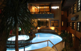 Night shot of the Pool from the deck